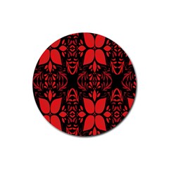 Christmas Red Black Xmas Gift Rubber Round Coaster (4 Pack) by artworkshop