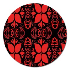 Christmas Red Black Xmas Gift Magnet 5  (round) by artworkshop