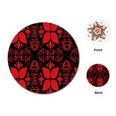 Christmas Red Black Xmas Gift Playing Cards Single Design (round) by artworkshop