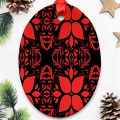 Christmas Red Black Xmas Gift Oval Ornament (two Sides) by artworkshop