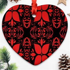 Christmas Red Black Xmas Gift Heart Ornament (two Sides) by artworkshop