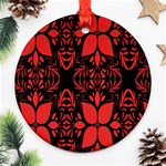 Christmas Red Black Xmas Gift Round Ornament (Two Sides) Front