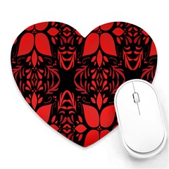 Christmas Red Black Xmas Gift Heart Mousepads by artworkshop