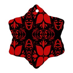 Christmas Red Black Xmas Gift Snowflake Ornament (two Sides)