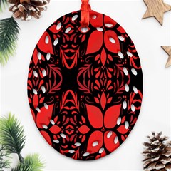 Christmas Red Black Xmas Gift Oval Filigree Ornament (two Sides) by artworkshop