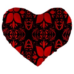 Christmas Red Black Xmas Gift Large 19  Premium Heart Shape Cushions by artworkshop