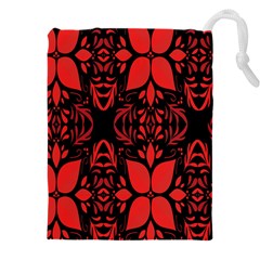 Christmas Red Black Xmas Gift Drawstring Pouch (5xl) by artworkshop