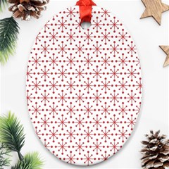 Christmas Pattern Red Stars Ornament (oval) by artworkshop