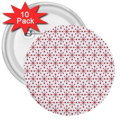 Christmas Pattern Red Stars 3  Buttons (10 Pack)  by artworkshop