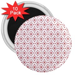 Christmas Pattern Red Stars 3  Magnets (10 Pack)  by artworkshop