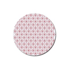 Christmas Pattern Red Stars Rubber Coaster (round) by artworkshop