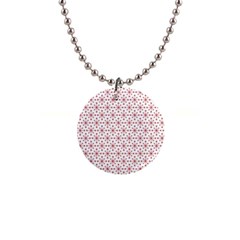 Christmas Pattern Red Stars 1  Button Necklace by artworkshop