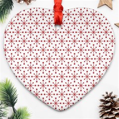 Christmas Pattern Red Stars Heart Ornament (two Sides) by artworkshop