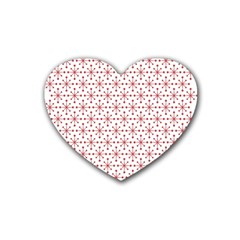 Christmas Pattern Red Stars Rubber Heart Coaster (4 Pack) by artworkshop