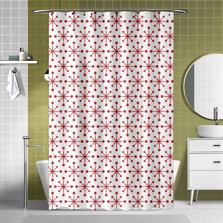 Christmas Pattern Red Stars Shower Curtain 48  x 72  (Small) 