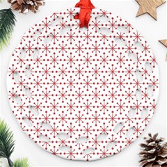 Christmas Pattern Red Stars Ornament (round Filigree) by artworkshop