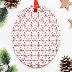 Christmas Pattern Red Stars Oval Filigree Ornament (two Sides) by artworkshop