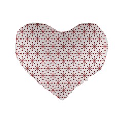 Christmas Pattern Red Stars Standard 16  Premium Heart Shape Cushions by artworkshop