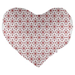 Christmas Pattern Red Stars Large 19  Premium Flano Heart Shape Cushions by artworkshop