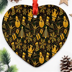 Christmas Background Seamless Heart Ornament (two Sides) by artworkshop