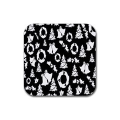 Black Card Christmas December Rubber Coaster (square) by artworkshop