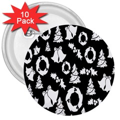 Black Card Christmas December 3  Buttons (10 Pack)  by artworkshop