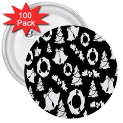 Black Card Christmas December 3  Buttons (100 Pack)  by artworkshop