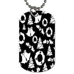 Black Card Christmas December Dog Tag (one Side) by artworkshop