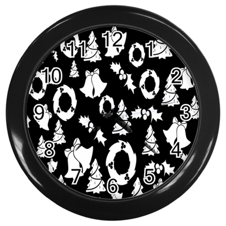 Black Card Christmas December Wall Clock (Black)