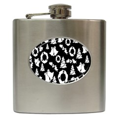 Black Card Christmas December Hip Flask (6 Oz) by artworkshop