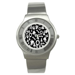 Black Card Christmas December Stainless Steel Watch by artworkshop