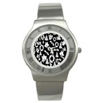 Black Card Christmas December Stainless Steel Watch Front