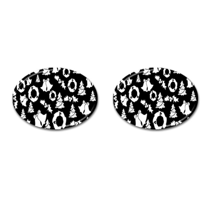 Black Card Christmas December Cufflinks (Oval)