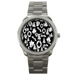 Black Card Christmas December Sport Metal Watch Front