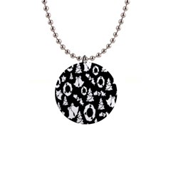 Black Card Christmas December 1  Button Necklace by artworkshop