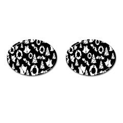 Black Card Christmas December Cufflinks (oval) by artworkshop