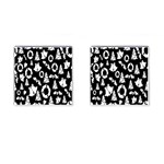 Black Card Christmas December Cufflinks (Square) Front(Pair)