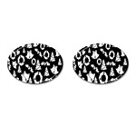 Black Card Christmas December Cufflinks (Oval) Front(Pair)