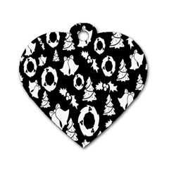 Black Card Christmas December Dog Tag Heart (two Sides) by artworkshop