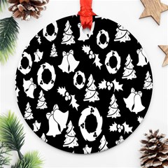 Black Card Christmas December Round Ornament (two Sides) by artworkshop