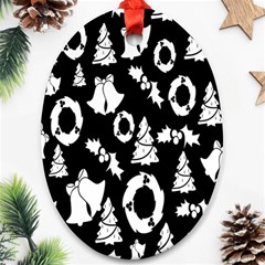 Black Card Christmas December Oval Ornament (two Sides) by artworkshop