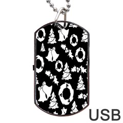 Black Card Christmas December Dog Tag Usb Flash (two Sides) by artworkshop