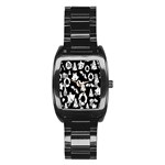 Black Card Christmas December Stainless Steel Barrel Watch Front