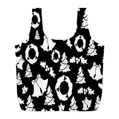 Black Card Christmas December Full Print Recycle Bag (l) by artworkshop