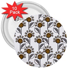 Daisy Minimalist Leaves 3  Buttons (10 Pack)  by ConteMonfrey