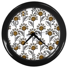 Daisy Minimalist Leaves Wall Clock (black) by ConteMonfrey