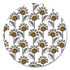 Daisy Minimalist Leaves Magnet 5  (round) by ConteMonfrey