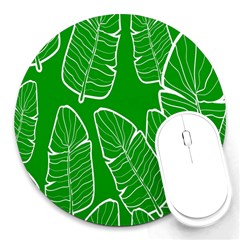 Green Banana Leaves Round Mousepads by ConteMonfrey