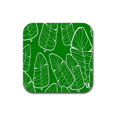 Green Banana Leaves Rubber Coaster (square) by ConteMonfrey