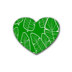 Green Banana Leaves Rubber Coaster (heart) by ConteMonfrey